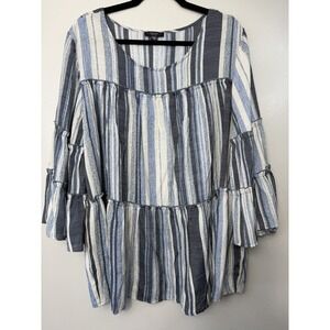 Cocomo Woman Plus Size Bluesy Peplum Tunic W Ruffled Sleeves Size 2X